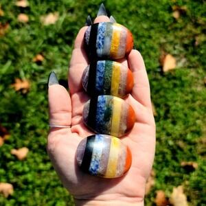 One 7 Chakra Crystal Palmstone: Reiki Healing Stone‎